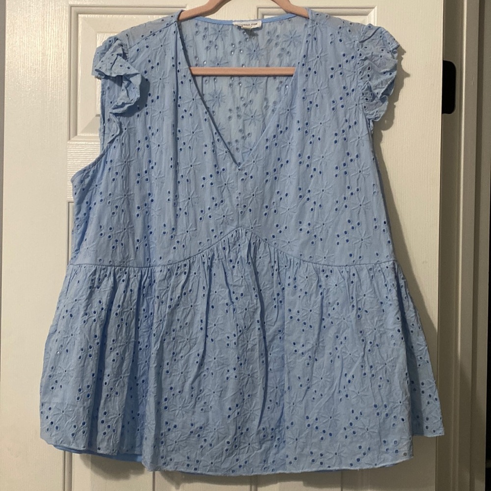 Soft Blue Eyelet Top Chic Soul